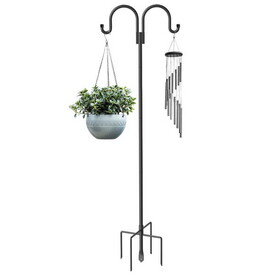 Double Shepherd Hooks for Outdoor, 79 inch Heavy Duty Bird Feeder Pole for Hanging Bird Feeder, Garden Hooks Plant Baskets, Garden Plant Hanger Stands with 5 Prong Base W2181P192473