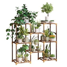 Plant Stand Indoor, Outdoor Wood Plant Stands for Multiple Plants, Plant Shelf Ladder Table Plant Pot Stand for Living Room, Patio, Balcony, Plant Gardening Gift W2181P192837