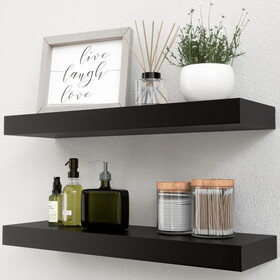 Black Floating Shelves Set of 2, Wall Mounted Small Shelves for Room W2181P194270