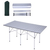 Portable Folding Lightweight Aluminum Camping Picnic Table for 4-6, Compact Roll Top Table with Carry Bag W2181P198219