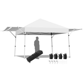 17 x 10 Feet Foldable Pop Up Canopy with Adjustable Dual Awnings W2181P198223