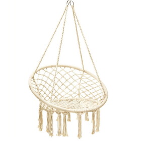 Hanging Macrame Hammock Chair with Handwoven Cotton Backrest W2181P198227