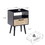 15.75" Rattan End table with drawer and solid wood legs, Modern nightstand, side table for living room, bedroom, black W2181P198566