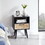 15.75" Rattan End table with drawer and solid wood legs, Modern nightstand, side table for living room, bedroom,black W2181P201362