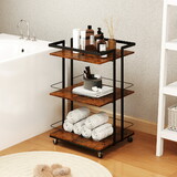 Multi-tier Salon Cart with Universal Wheels and Iron Rail W2181P293629