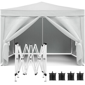 10'x10' Folding Canopy with 4 Removable Sidewalls Outdoor Event Shelter UPF 50+ Gazebo Portable Tents for Parties Beach Camping Wedding EZ Pop Up Canopy 4pcs Weight Bag + Carry Bag W2185P194727