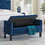 Upholstered Tufted Button Storage Bench with nails trim,Entryway Living Room Soft Padded Seat with Armrest-Navy W2186139088