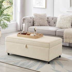 Modern Large Comfort Sofa Ottoman with Storage, Modular Sectional Storage Ottoman with Wheels for Living Room,Lounge Ottoman, Couch Storage Ottoman,Large Storage Ottoman Bench -Oatmeal/Linen color