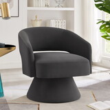Modern Swivel Barrel Chair, Upholstered Velvet Round Accent Chairs,360 Degree Comfy Swivel Chair with Open Backrest, Single Chair Armchair for Living Room Bedroom, Homerest, Dark Gray W2186P178772
