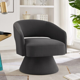 Modern Swivel Barrel Chair, Upholstered Velvet Round Accent Chairs,360 Degree Comfy Swivel Chair with Open Backrest, Single Chair Armchair for Living Room Bedroom, Homerest, Dark Gray P-W2186P178772