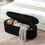 Modern Oval Storage Ottoman Bench, Upholstered Boucle Teddy Fabric End of Bed Bench with Storage, End of Bed Stool with Safety Hinge for Bedroom, Living Room, Entryway, Black W2186P193117