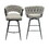 Bar Chair Linen Woven Bar Stool Set of 2, Black legs Barstools No Adjustable Kitchen Island Chairs, 360 Swivel Bar Stools Upholstered Bar Chair Counter Stool Arm Chairs with Back Footrest, (Grey)