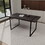 59"rural industrial rectangular MDF black dining table, 4-6 people, 1.5" thick engineering wood tabletop and black rectangular metal legs, used for writing desk, kitchen, terrace, dining room