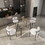 Modern Glass Dining Table Set with Black Metal Legs - 51.2" x 27.5" Table and 4 White Teddy Velvet Chairs, Perfect for Stylish Dining Spaces W2189S00089