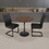 Walnut circular dining table, 31.5"tulip dining table, kitchen dining table for 2-4 people, MDF tabletop and base, and 2 black PU black metal leg dining chairs set 2