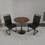 Walnut circular dining table, 31.5"tulip dining table, kitchen dining table for 2-4 people, MDF tabletop and base, and 2 black PU black metal leg dining chairs set 2