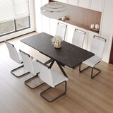 Extendable Dining Table Table Set for 6-8 Person for Dining Room,C-shaped Tube Soft padded armless dining chairs and Very elarge Dining Room Table Kitchen Table Chair Set with metal Legs