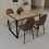 MDF light wood dining table and modern dining chair set of 4 pieces, medieval wooden kitchen dining table set, black rectangular metal base, dining table and suede chair set W2189S00164