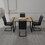 59"Rural Industrial Rectangular MDF Light Wood Dining Table Set and PU Armless Dining Chair Set, 4-piece. Kitchen Black Metal Table Leg Dining Chair Set W2189S00169