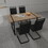 59"Rural Industrial Rectangular MDF Light Wood Dining Table Set and PU Armless Dining Chair Set, 4-piece. Kitchen Black Metal Table Leg Dining Chair Set W2189S00169