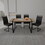 59"Rural Industrial Rectangular MDF Light Wood Dining Table Set and PU Armless Dining Chair Set, 4-piece. Kitchen Black Metal Table Leg Dining Chair Set W2189S00169