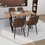 MDF dark wood dining table and modern dining chair 4-piece set, medieval wooden kitchen dining table set, rectangular metal base, dining table and suede chair W2189S00170