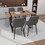MDF dark wood dining table and modern dining chair 4-piece set, medieval wooden kitchen dining table set, rectangular metal base, dining table and suede chair W2189S00173