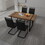 59"Rural Industrial Rectangular MDF Wood Color Dining Table Set and PU Armless Dining Chair Set 4. Kitchen Black Metal Table Leg Dining Chair Set W2189S00189