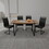 59"Rural Industrial Rectangular MDF Wood Color Dining Table Set and PU Armless Dining Chair Set 4. Kitchen Black Metal Table Leg Dining Chair Set W2189S00189