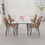 Scalable MDF modern dining table and chair set, suitable for 2-6 people, white dining table and modern brown round dining chair 4-piece set, medieval dining table set, metal base and suede chair