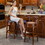 Seat Height 26" Swivel Leather Wooden Bar Stools,360 Degree Swivel Bar Height Chair with Backs for Home Kitchen Counter W2195135483