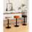 Round Storage Bar Stool Set of 2, Khaki Faux Leather Height Adjustable Barstool, 360&#176;Counter Height Swivel Stool, Armless Bar Chair with Metal Frame for Kitchen Counter Dining Living Room