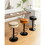 Round Storage Bar Stool Set of 2, Khaki Faux Leather Height Adjustable Barstool, 360&#176;Counter Height Swivel Stool, Armless Bar Chair with Metal Frame for Kitchen Counter Dining Living Room