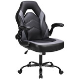 Sweetcrispy Gaming Chair - PU Leather Computer Chair Ergonomic Office Chair with Lumbar Support, Height Adjustable Rolling Desk Chairs with Flip-up Armrests