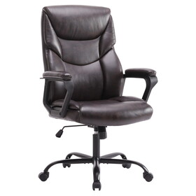 Sweetcrispy Home Office Chair Ergonomic PU Leather Desk Chair with Armrests