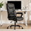 Sweetcrispy Home Office Chair Ergonomic PU Leather Desk Chair with Armrests W2201134306