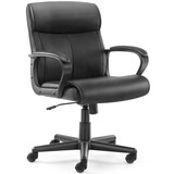 Sweetcrispy Mid Back Office Desk Chair with Padded Armrests PU Leather Home Office Chair W2201134310