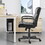 Sweetcrispy Mid Back Office Desk Chair with Padded Armrests PU Leather Home Office Chair W2201134310