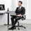 Sweetcrispy Mid Back Office Desk Chair with Padded Armrests PU Leather Home Office Chair W2201134311