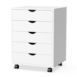 Sweetcrispy 5 Drawer Chest - Storage Cabinets Dressers Wood Dresser Cabinet with Wheels Mobile Organizer Drawers for Office W2201138197