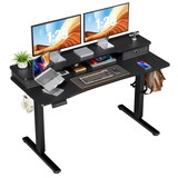 Sweetcrispy Home Office Height Adjustable Electric Standing Desk with Storage Shelf Double Drawer W2201134502