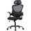 Office chair, comfortable swivel chair with high back, wheels, adjustable headrest, comfortable lumbar support, flip arm, black W2201P185462