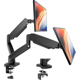 Dual monitor vertical arm, gas spring 2 monitor desktop mount adjustable height rotating stand, fits 13-32 inch computer screen, 17.6 LBS, Monitor stand black