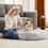 Anti-Slip Round Fluffy Plush Faux Fur Cat Bed, Small gray W2201P198094