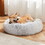 Anti-Slip Round Fluffy Plush Faux Fur Cat Bed, Small gray W2201P198094
