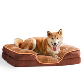 Memory Foam Pet Bed for Small Dogs & Cats with Washable Removable Cover Non-Slip Base Waterproof Liner Egg Crate Foam for Improved Sleep, Brown,extra large W2201P209422