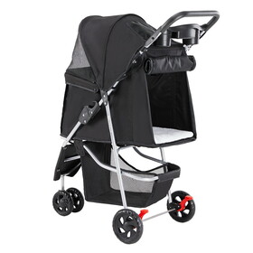 Pet Stroller for Dogs and Cats Foldable,Lightweight, and Durable Ideal for Small to Medium Pets Includes Storage Basket W2201P214090