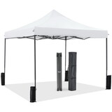 10 x 10ft Pop Up Canopy Tent Easy Setup Outdoor Shade Instant Portable Sun Shelter Canopy Tent for Parties Camping Beach,white