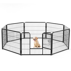 Dog Playpen Indoor with Door, Fence for Small Pet Animals, Puppy Cage with Gate for Yard Outdoor, 8 Panel 24 inch Tall, Black