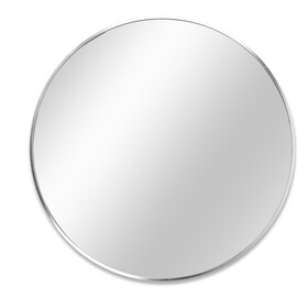 Silver 42 inch Metal Round Bathroom Mirror W2203P156440